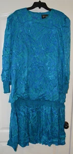 Vtg. 1980's St. Gillian Women's Size 22 Dress 100% Silky Linen Shell Shirring - Picture 1 of 23