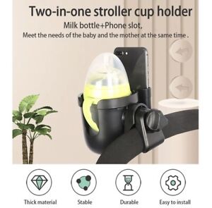 Stroller Cup Holder 2 in 1 Phone & Bottle Holder with Anti-slip Pad WY9206