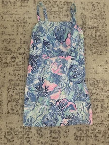 Lilly Pulitzer Girls Size 16 Saltwater Blue Summer Sun Dress Adjustable Straps - Picture 1 of 9