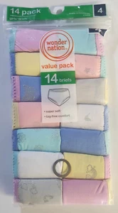 14 Pack Wonder Nation Girls Size 4 Brief Underwear - Picture 1 of 3