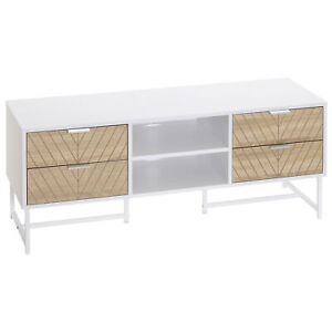 Modern TV Stand Sideboard Cabinet Storage Furniture Drawer Shelf White Oak Tone