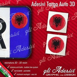 2 Adesivi Stickers bollino 3D Resinato targa Auto Moto ALBANIA flag - Picture 1 of 1