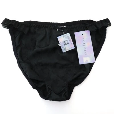 NEW Silkscreen TRUE VTG 90s 100% Silk Lace String Bikini Panty LARGE - Image 1 of 4