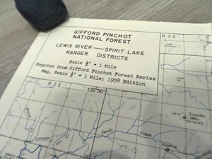 1958 Gifford Pinchot National Forest Map Lewis River - Spirit Lake 22" x 17" - Picture 1 of 21