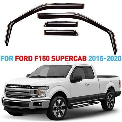 Protectores de lluvia viseras de ventilación pantalla para Ford F-150 SuperCab 2015-2020 Foto 1 de 4