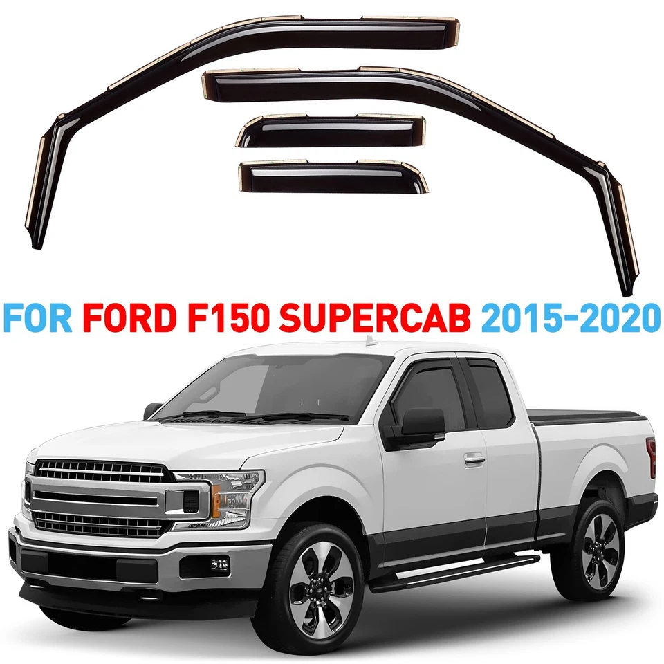 Protectores de lluvia viseras de ventilación pantalla para Ford F-150 SuperCab 2015-2020 Foto 1 de 4