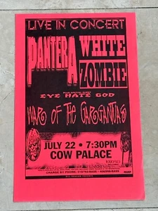 Poster concerto originale White Zombie Pantera Cow Palace San Francisco anni '90 rosso - Foto 1 di 1