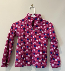 Columbia Youth Girls Small 7-8 Purple Polka Dot Full Zip Fleece Jacket - Picture 1 of 5