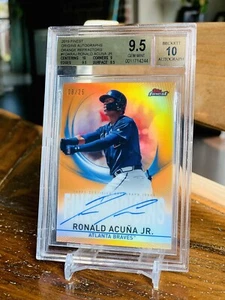 Ronald Acuna Jr. POP 1 BGS 9.5 10 AUTO Orange Refractor /25 2019 Finest Origins - Picture 1 of 3