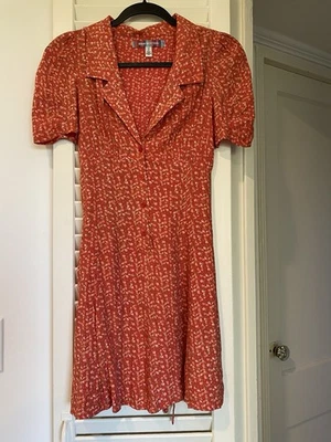 Urban Outfitters Red Floral Midi Dress – Size S, Collared, Button Up - Image 1 of 4