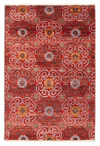 Traditional Red 4'0" x 6'2" Hand-knotted Oriental Carpet Wool Area Rug - Picture 1 of 9