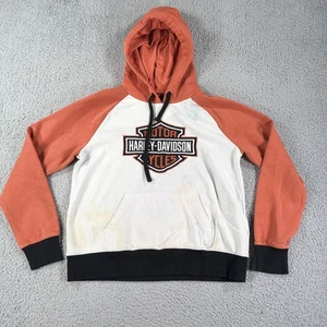Harley-Davidson Hoodie Womens Large Pullover Motorcycle Biker Riding Distressed - Picture 1 of 17