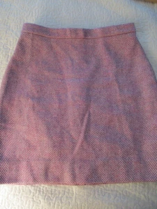 J Crew 100% Wool Mauve Ivory Herringbone Light Purple Pencil Skirt Size 4 - Picture 1 of 8