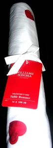 WILLIAMS SONOMA HEART TABLE RUNNER 100% COTTON 16 X 108 INCHES NEW WITH TAGS - Picture 1 of 15
