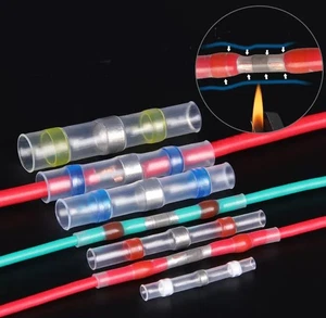 200× Lötdichtung Muffe Wärmeschrumpfstoß Draht Verbinder Klemmen Kit Wasserdicht - Bild 1 von 25