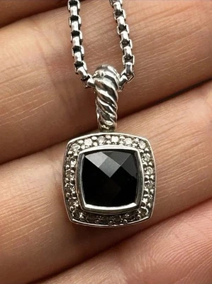 David Yurman Petite Albion Pendant Black Onyx Diamond Necklace - Image 1 of 4
