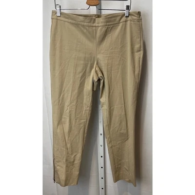 EILEEN FISHER M Flat Front Side Zip Ankle Zip Pants Stretch Organic Cotton Tan  - Image 1 of 4