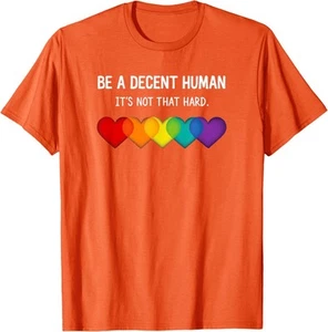 Funny Lgbt Heart Be A Decent Human Its Not That Hard Unisex T-Shirt - Picture 1 of 12