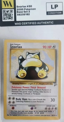WAG Certified Lp Pokémon TCG Snorlax Card 30/130 Base Set 2 Vintage Non-Holo - Image 1 of 2