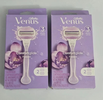 Gillette Venus ComfortGlide Freesia Razor 2 Handles + 4 Cartridge Refills 🪒 - Image 1 of 3