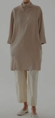 COS sz M L XL 12 14 16 Lyocell Utility DRESS  Tunic Pockets SHIFT Zip Neck #C5 - image 1 of 4