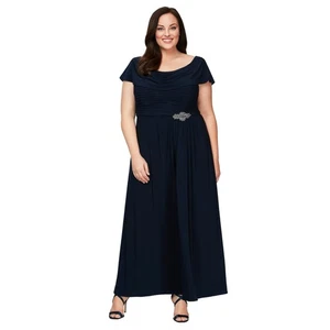 Alex Evenings Women's Long Cowl Neck Mother of The Bride Dress, Wedding Guest... - Picture 1 of 2