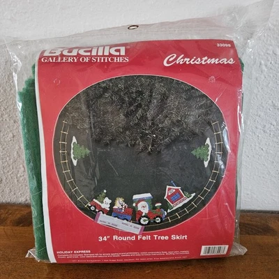 Bucilla Gallery Of Stitches 34" Round Felt Tree Skirt Kit Santa Train 33098 - Image 1 of 2