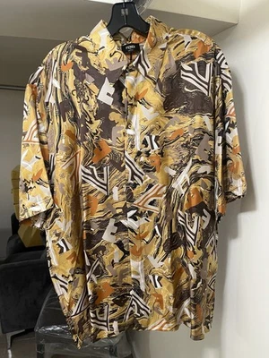 Fendi Men’s Silk Fragment Sport Shirt Size 42 Multicolor Made In Italy - Image 1 of 4