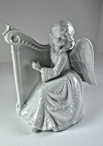 Engel Harfe Spieluhr Figur. Porzellan. Von Midwest Taiwan. Vintage,70er Jahre. Japan. - Bild 1 von 12