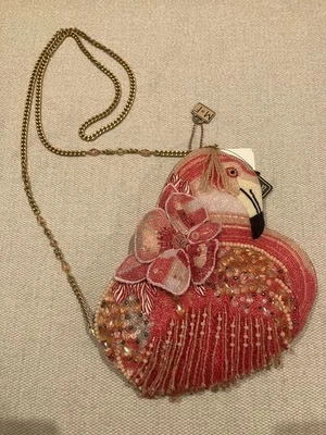 NEU MIT ETIKETT!! MARY FRANCES EIN BEIN ZUM STEHEN AUF PERLEN FLAMINGO HANDTASCHE Umhängetasche - Bild 1 von 4