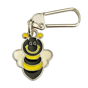 Bumble Bee Locking Zipper Pull Purse Bag Charm Backpack Yellow Black Enamel - Picture 1 of 5