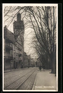 Pforzheim, Ansichtskarte, Blick in die Bahnhofstraße 1932  - Picture 1 of 2