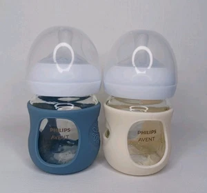 Phillips Avent 4 Oz. Glass Baby Bottle Set Of 2 Bottles - Picture 1 of 14