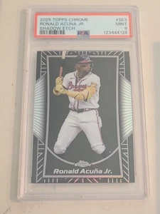 2025 Topps Chrome RONALD ACUNA JR. SHADOW ETCH SP CASE HIT Braves PSA 9 MINT!!! - Picture 1 of 2