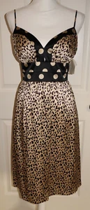 NWT OC by OC V-Neck Spaghetti Strap Silk Leopard & Polka Dot Cocktail Dress 10 - Picture 1 of 19