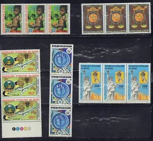 BENIN 1984-86 STRISCIA X 3 SET 586-599, 602, 613, 615 STATUA LIBERTY - Foto 1 di 1