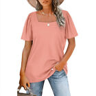 Womens Scoop Neck Tops Blouse Casual Solid Tunic T-shirt Pullover Tee Hot Sell