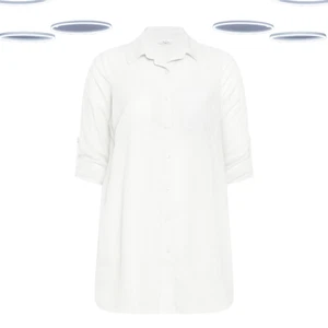 Ex Women's Plus Size Check Chiffon Shirt in White (Defect) - Picture 1 of 2