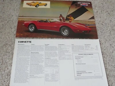Chevrolet Corvette 1973 concesionario venta-show folleto, póster Stingray 11"x17" Foto 1 de 3