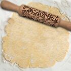 Embossed Rolling Pin Cherry Blossom Baking Utility Pastry Embossing Beech Wood