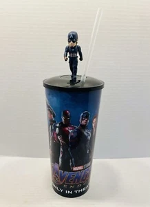 Avengers Endgame Movie Theater Exclusive Cup W/Lid Straw Captain America Topper - Picture 1 of 16