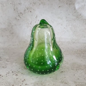 Pisapapeles de vidrio con burbujas controladas por pera verde de vidrio artístico - Imagen 1 de 11