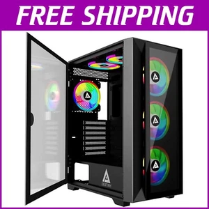 Mid Tower Gaming PC Case - 6x ARGB Fans, Magnetic Glass & RGB Modes for Gamers - Picture 1 of 9