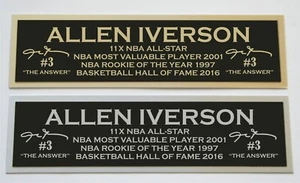 Allen Iverson nameplate for signed autographed basketball photo jersey or case  - Picture 1 of 2