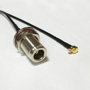 N female bulkhead to MCX 90-degree pigtail cable RG174 20CM 8" for wifi router