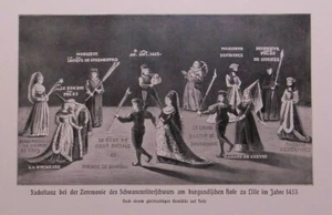 Fackeltanz Zeremonie  Schwanenritterschwur zu Lille 1743 Druck von 1911 Burgund - Bild 1 von 2