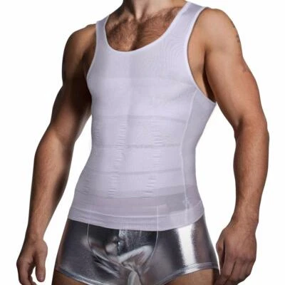 Shaper Men Body Toning T-Shirt Ultra Durable Vest Compression Underwear Tank Top - Image 1 of 4