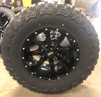 4 18x10 Moto Metal MO970 Black Wheels Rims 35" MT Tires 5x5 Jeep Wrangler JK JL - Image 1 of 3