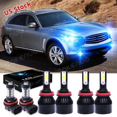 For Infiniti EX35 2008-2012 8000K 6X Front LED Headlight + Fog Light Bulbs Combo - Image 1 of 4
