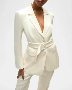NWT $848 VERONICA BEARD Ryanne belted blazer in Dove, size 14 - Picture 1 of 7